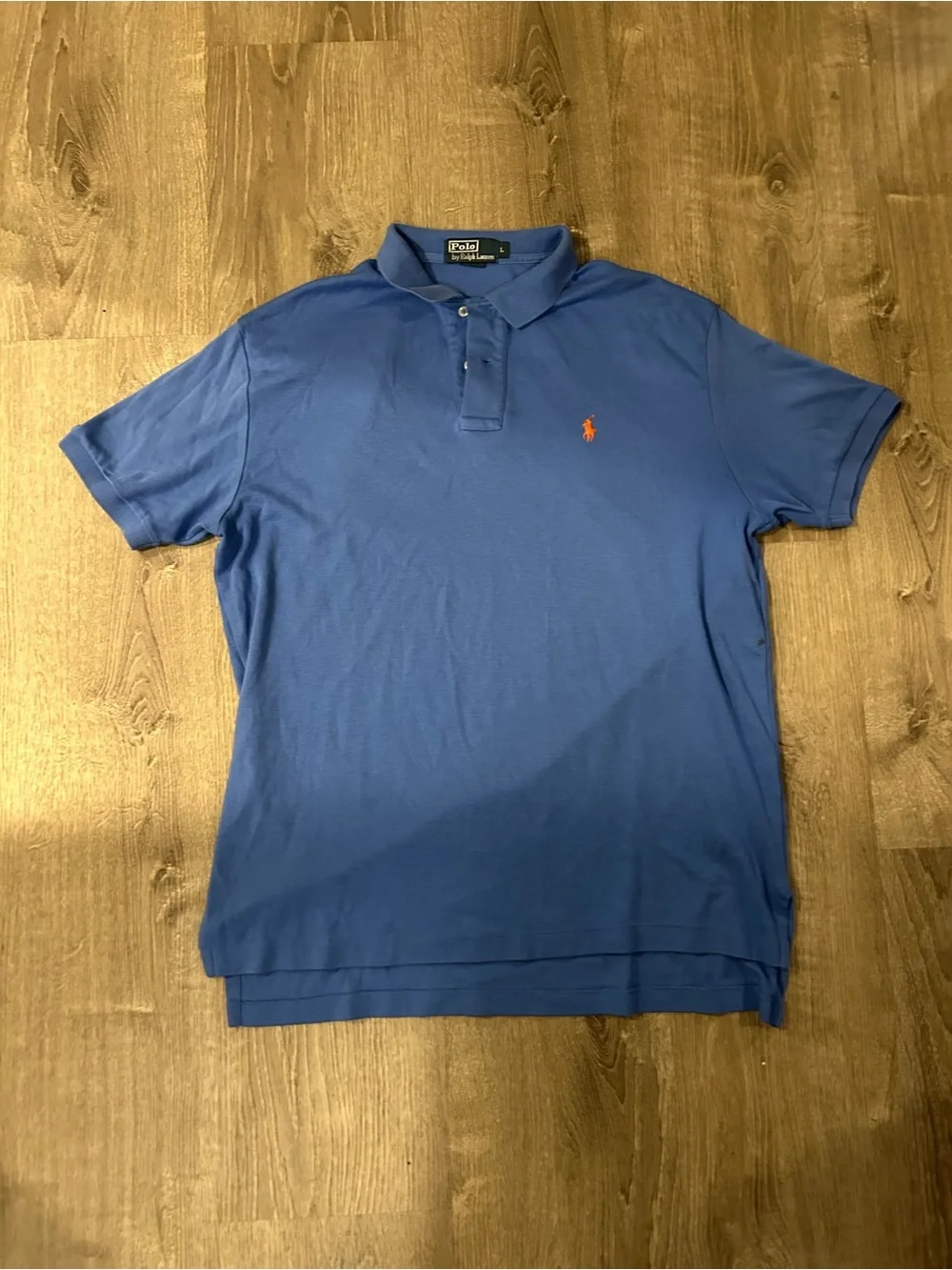 Ralph Lauren Blue Polo with Orange Pony Logo